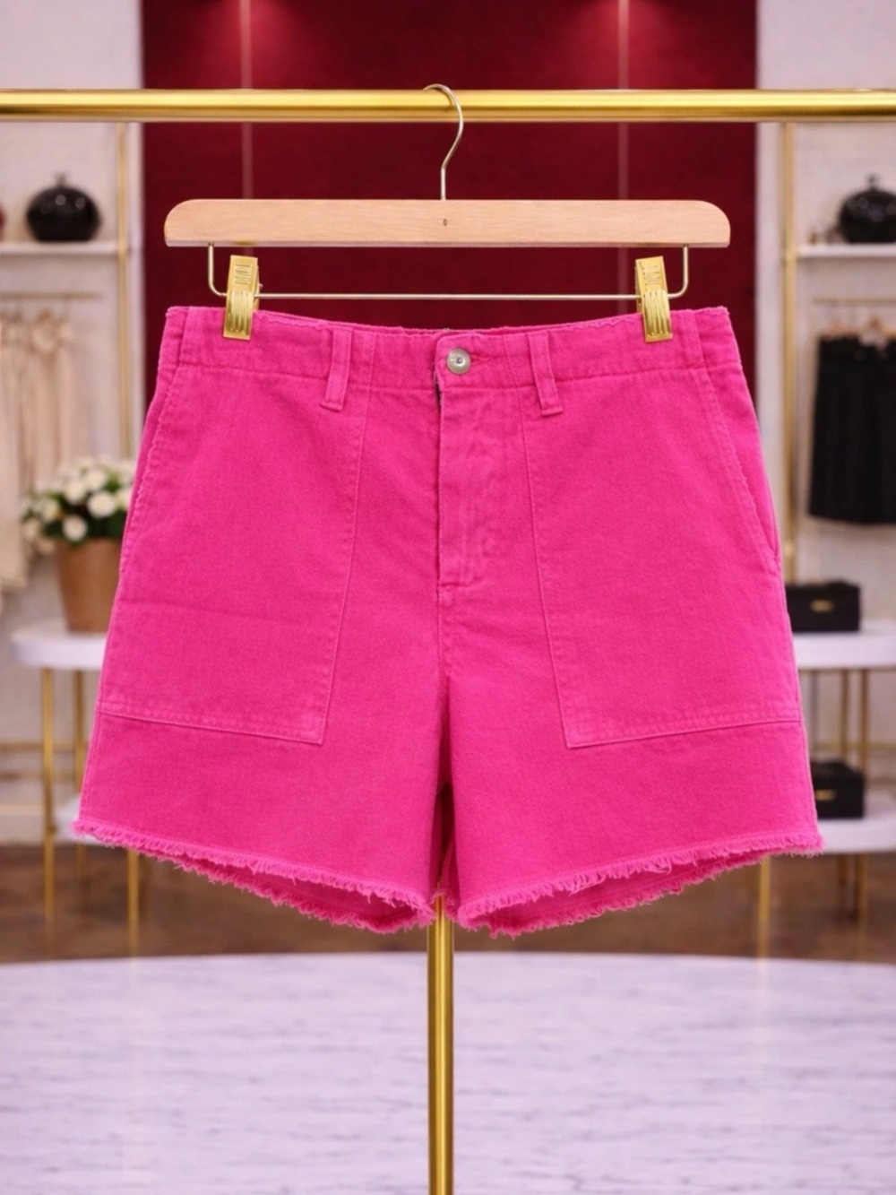 Le Superbe Beach Crawler Pink Cut Off Shorts High Rise Frayed Hem Size 0 NWT